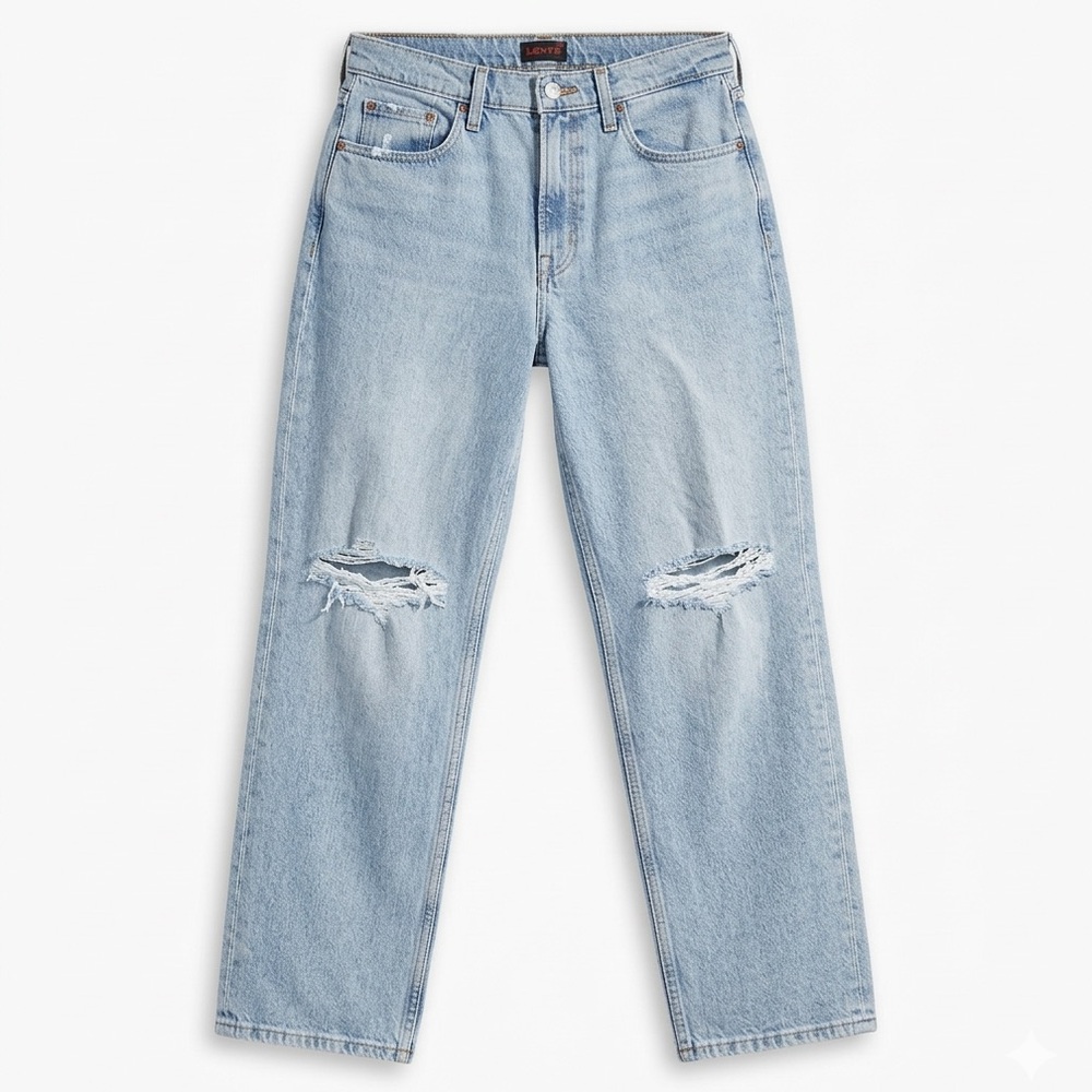 Free Assembly Lightwash Zip Up Jeans Size 12 EUC 90’s Straight Distressed